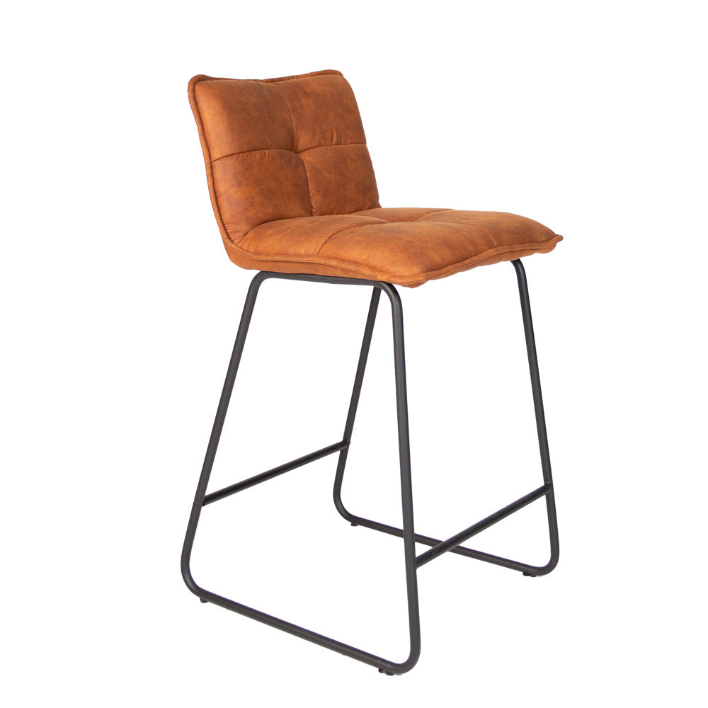 Bar Stool Jeremy FavoFurn Cognac LxBxH 63x56x49 Fabric Nnb