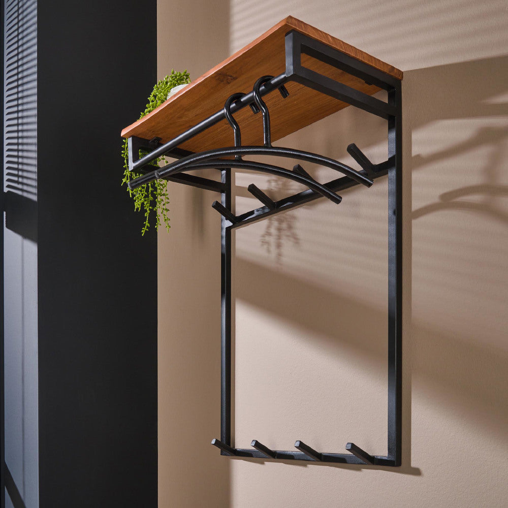 Coat Rack Mekhi HomeHaven Brown LxBxH 85x60x38 Acacia wood Nnb