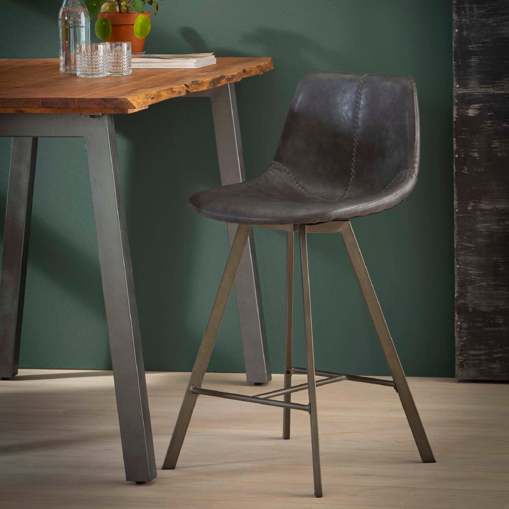 Bar Stool Jagger HomeHaven Anthracite LxBxH 76x54x54 Artificial leather Nnb