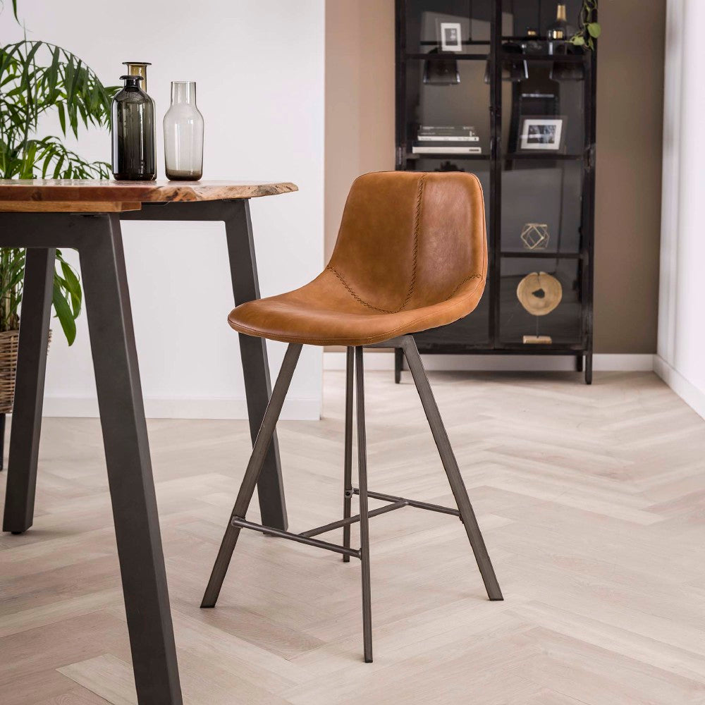 Bar Stool Jagger HomeHaven Cognac LxBxH 76x54x54 Artificial leather Nnb