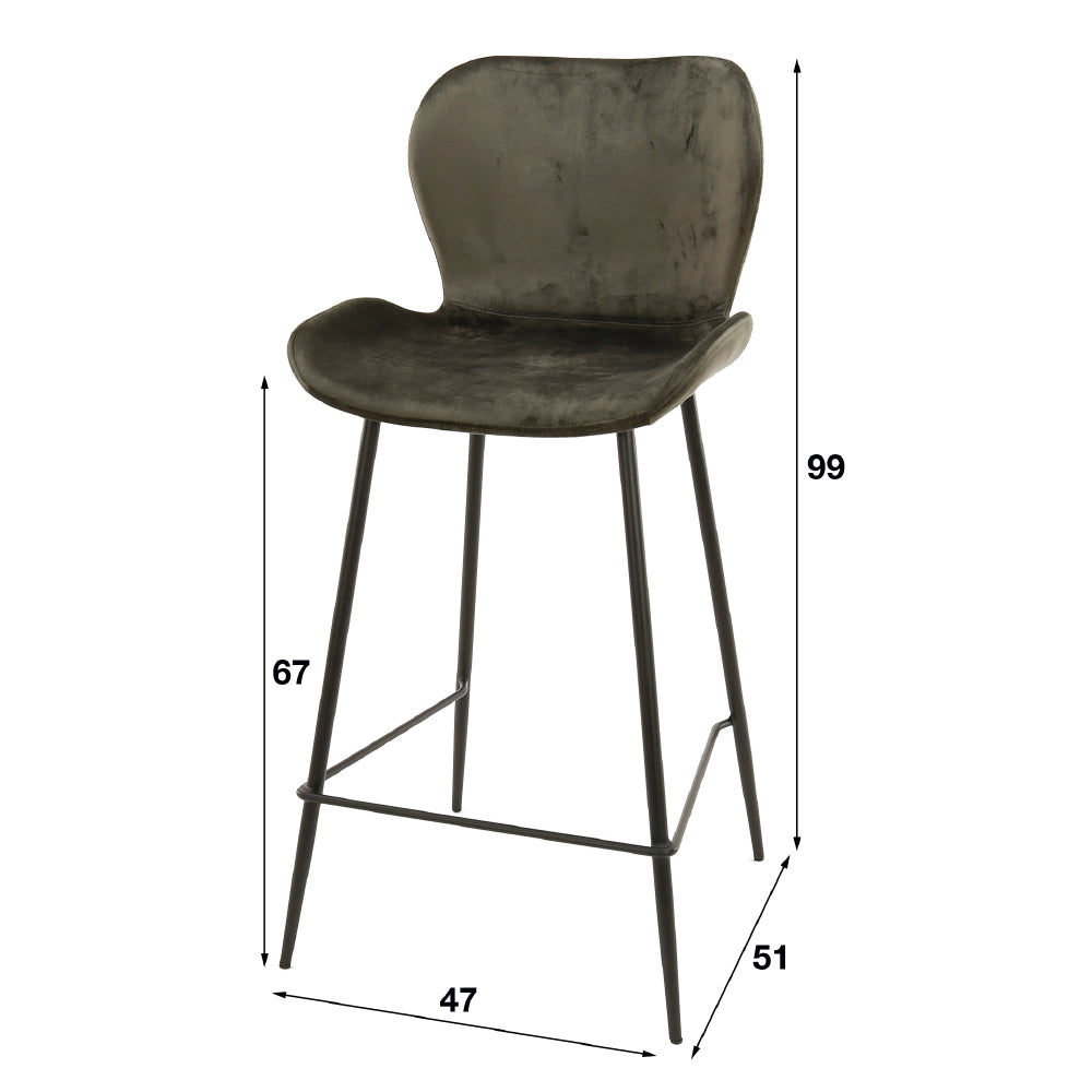 Bar Stool Ingo HomeHaven Anthracite LxBxH 74x58x48 Fabric Nnb