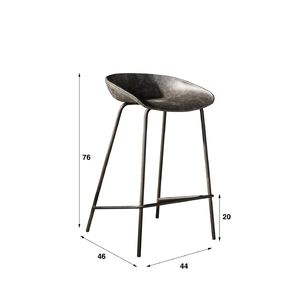 Bar Stool Evan HomeHaven Grey LxBxH 98x51x47 imitation leather Nnb