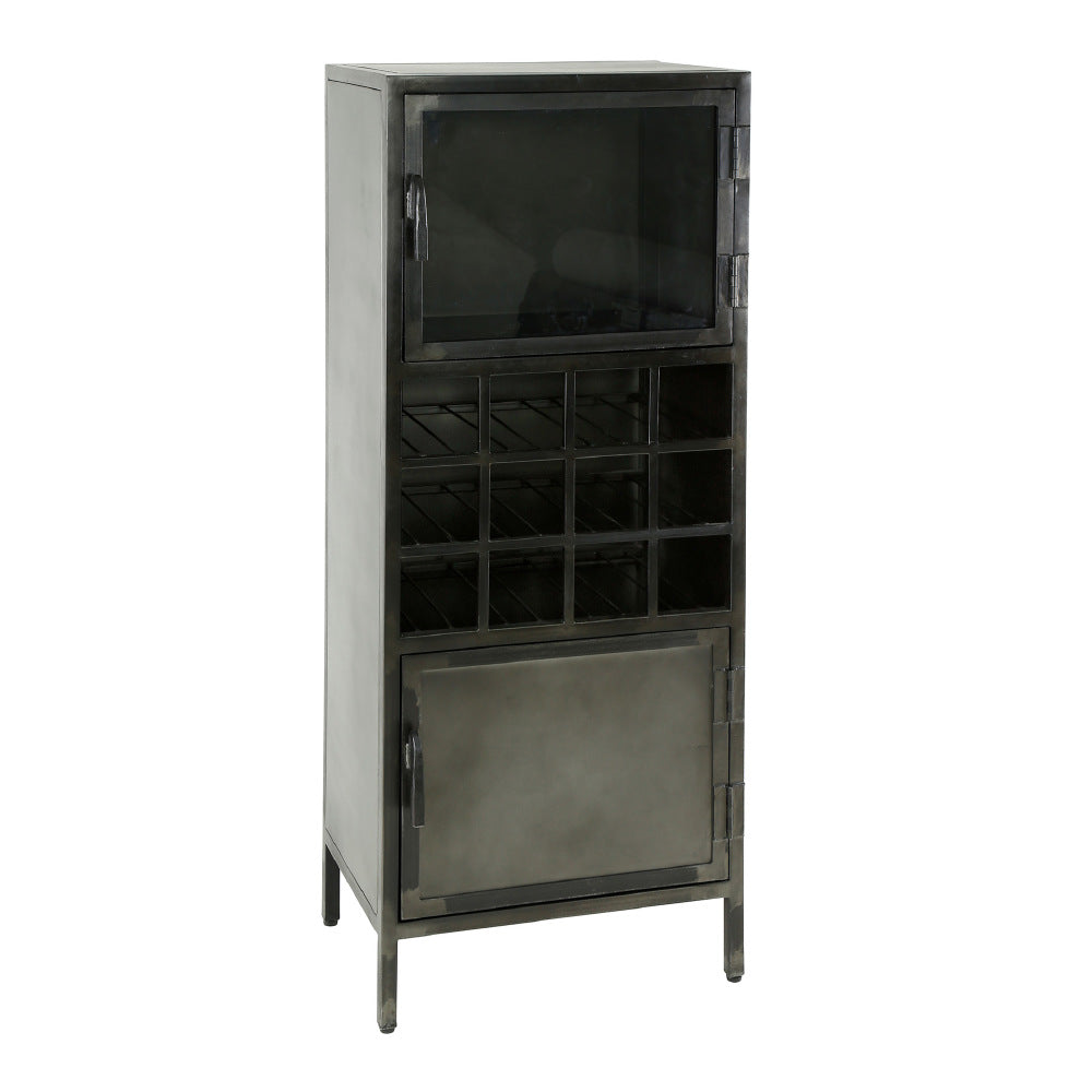 Wine Cabinet Luther HomeHaven Black LxBxH 135x55x40 Metal Nnb
