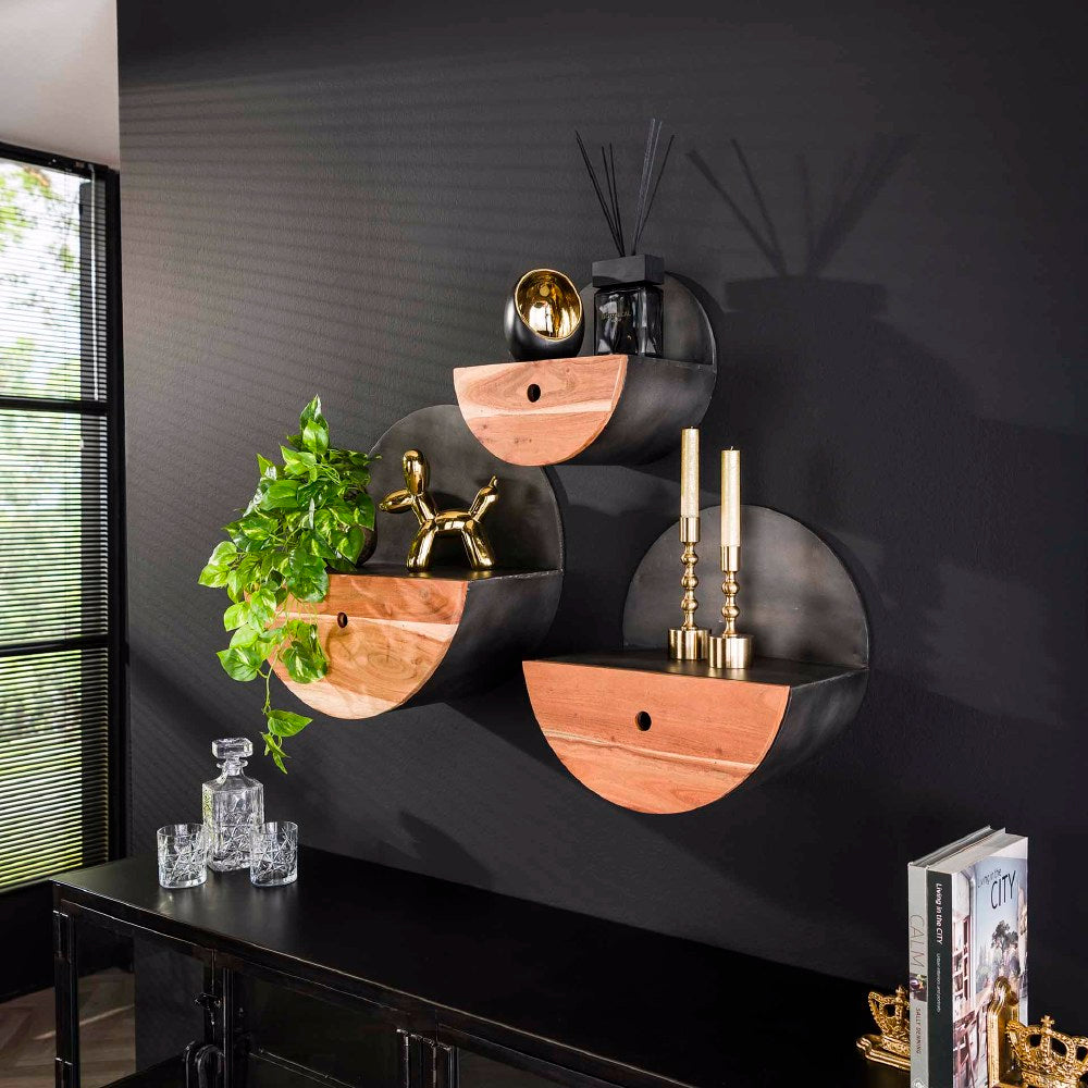 Wall Shelf Enzo HomeHaven Black Acacia wood Nnb