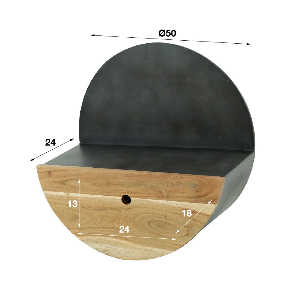 Wall Shelf Enzo HomeHaven Black Acacia wood Nnb