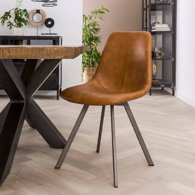 Dining Chair Jagger HomeHaven Cognac LxBxH 65x60x50 Artificial leather Nnb