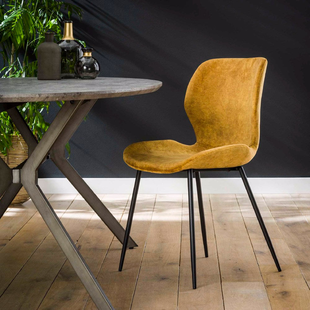 Dining Chair Ingo HomeHaven Yellow LxBxH 90x59x49 Fabric Nnb