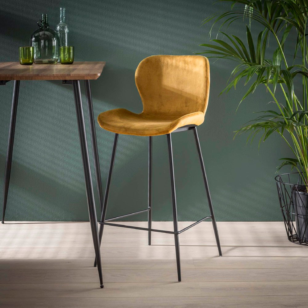 Bar Stool Ingo HomeHaven Gold LxBxH 75x59x49 Fabric Nnb