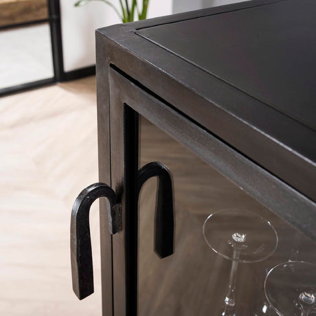 Wine Cabinet Luther HomeHaven Black LxBxH 135x55x40 Metal Nnb
