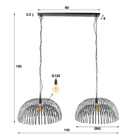 Pendant Light Briggs HomeHaven Black LxBxH 73x73x56 Metal Nnb