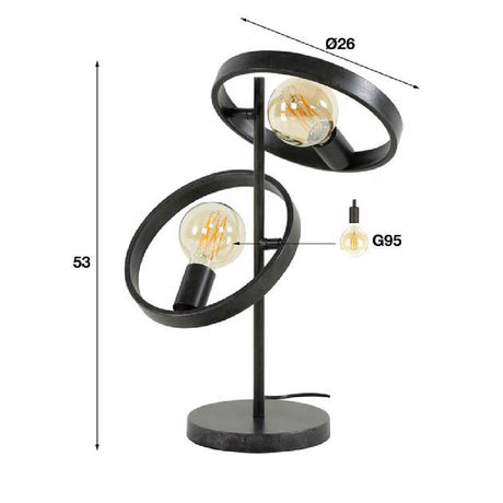 Table light Kimball HomeHaven Black LxBxH 55x44x28 Metal Nnb